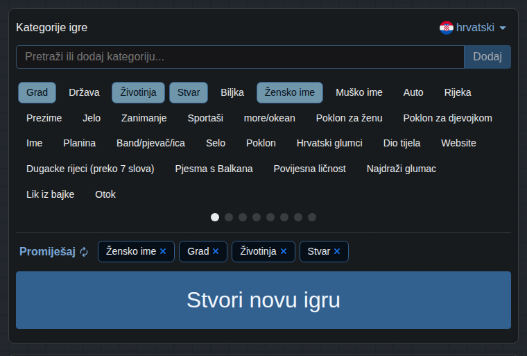 Odabir kategorija
