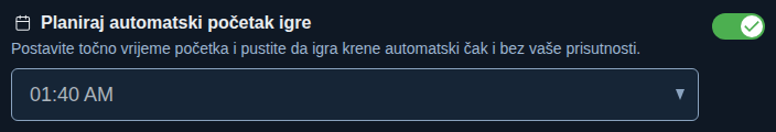 Postavka: fiksni početak igre