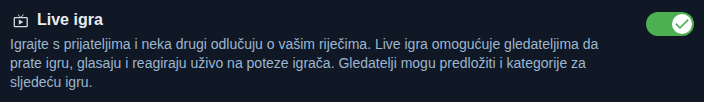 Postavka: igra uživo