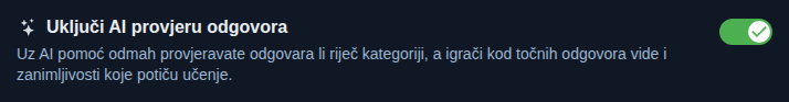 Postavka: UI provjera odgovora
