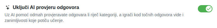 Postavka: UI provjera odgovora